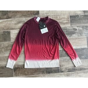 $2,950 NWT Kiton Red Ombre Cashmere Crewneck Lightweight Sweater Size L/52